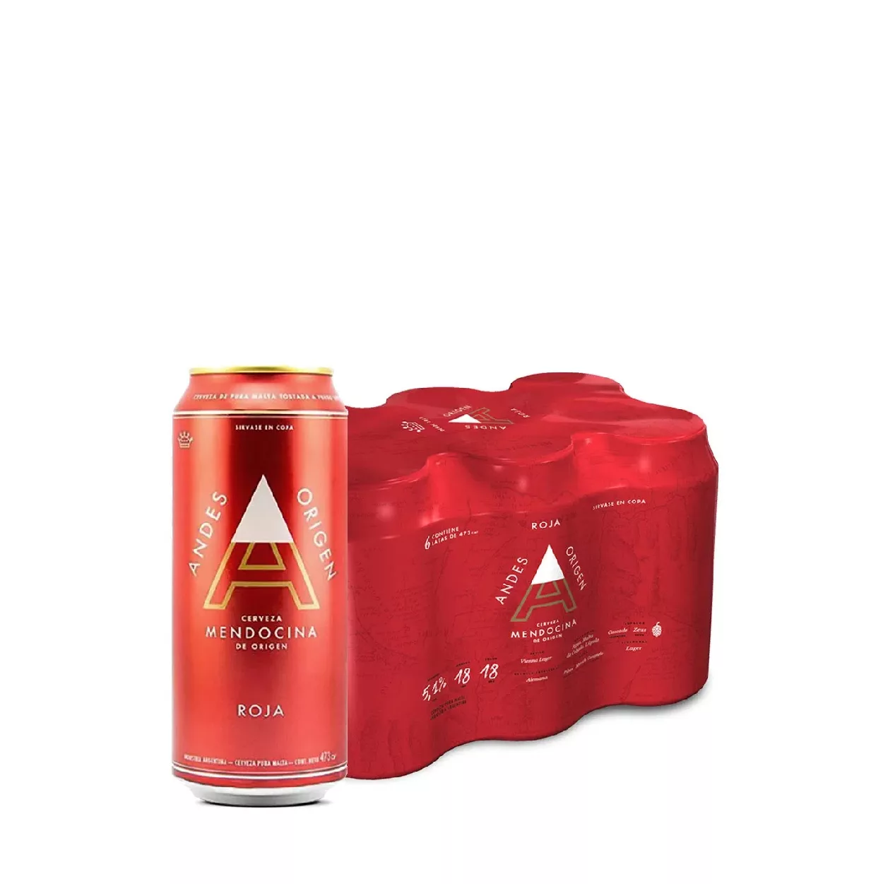 PACK 6 ANDES ORIGEN ROJA 473CC
