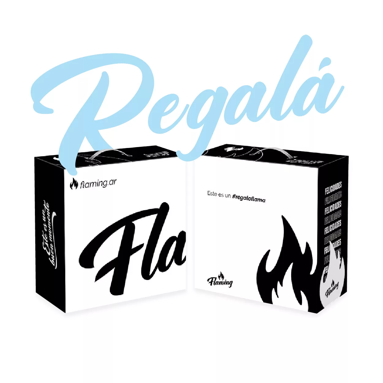 CAJA DE REGALO FLAMA CON MANIJA PLASTICA