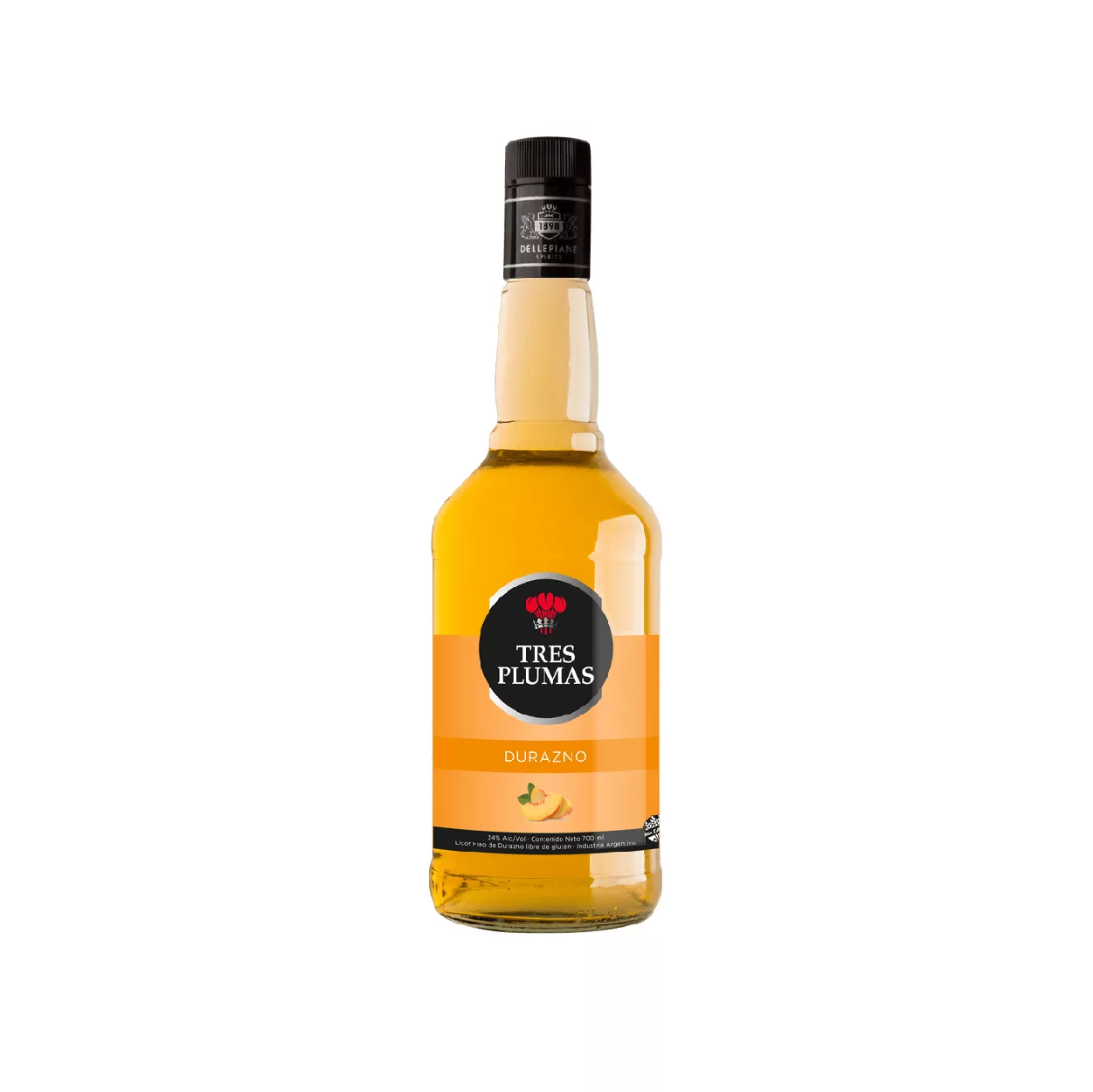 LICOR DURAZNO TRES PLUMAS 750cc