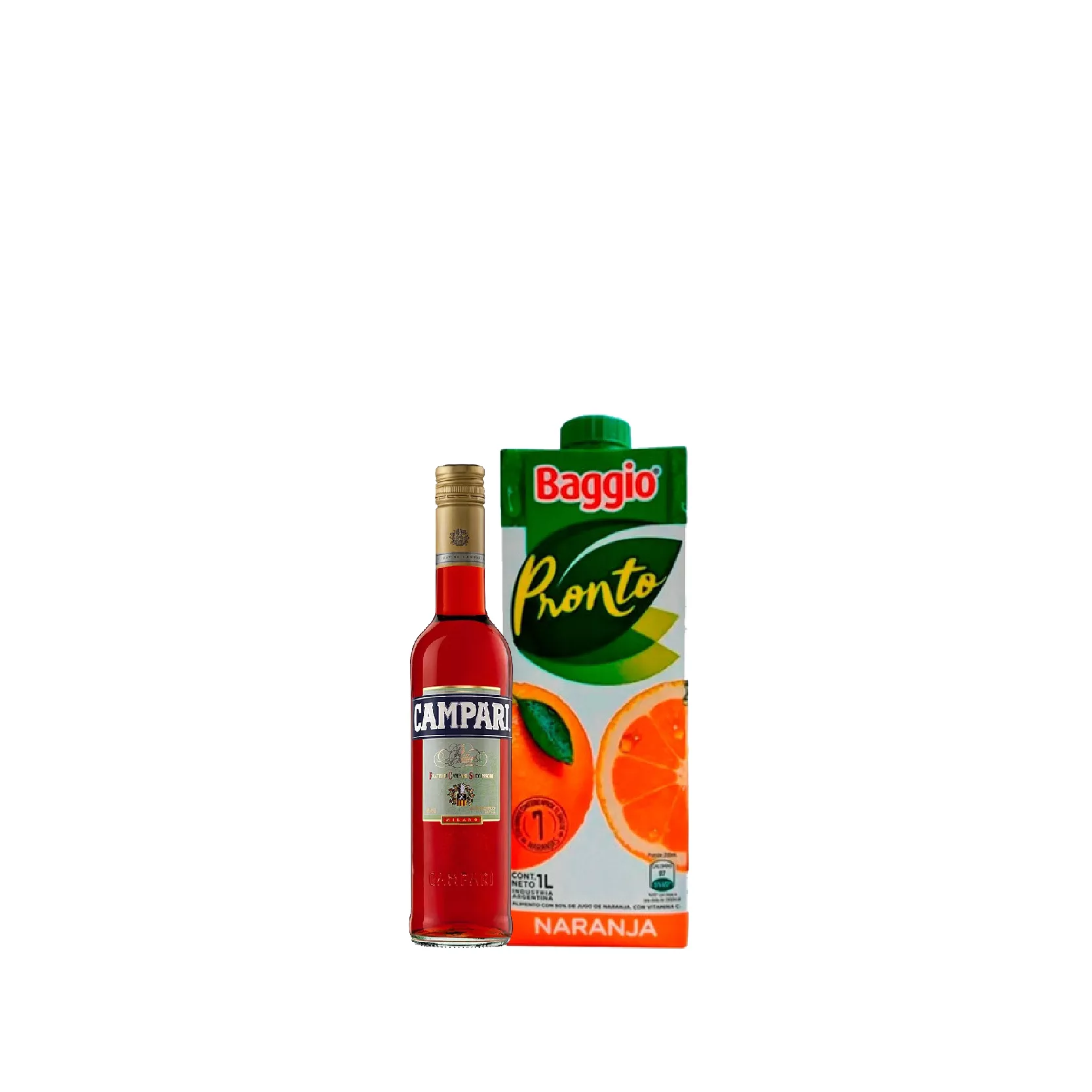COMBO 1 CAMPARI BITTER 450CC 1 BAGGIO NARANJA 1L