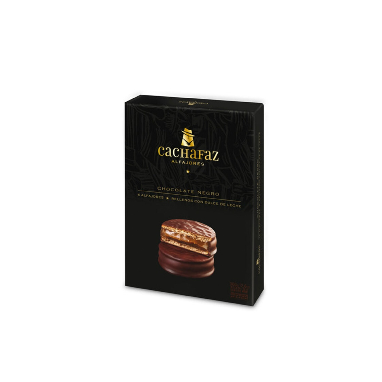 ALFAJOR CACHAFAZ CUBIERTO CON CHOCOLATE NEGRO X6